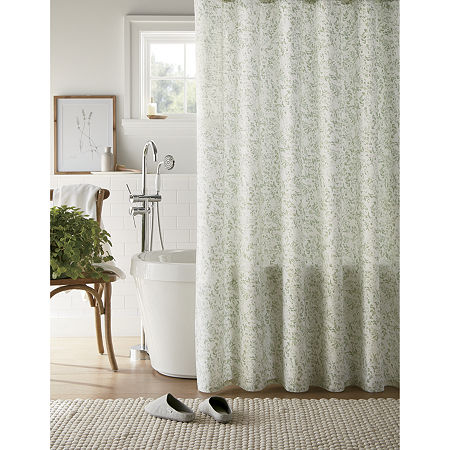 Linden Street Tossed Leaves Shower Curtain, One Size, Green