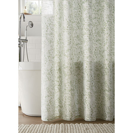 Linden Street Tossed Leaves Shower Curtain, One Size, Green