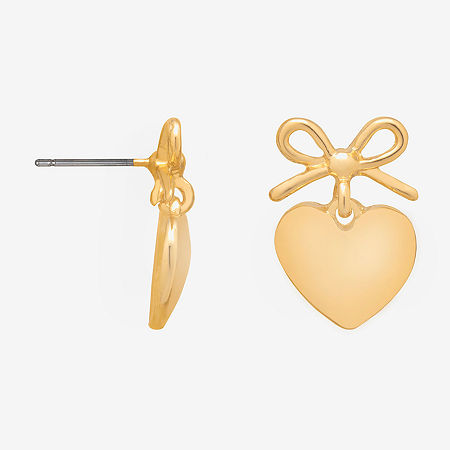 Bijoux Bar Delicates Gold Tone Heart Drop Earrings, One Size, Yellow