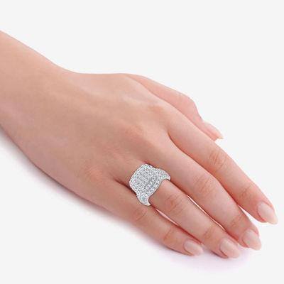 3 CT.T.W. Natural Diamond Cushion Shape Side Stone Halo Engagement Ring in 10K or 14K White Gold