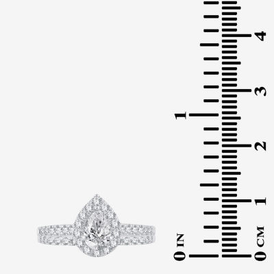 (H-I / SI1-SI2) Signature By Modern Bride Womens 1 CT. T.W. Lab Grown White Diamond 10K or 14K Gold Pear Halo Bridal Set