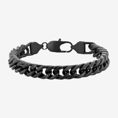 Mens Stainless Steel 8 3/4 Inch Solid Curb Chain Bracelet