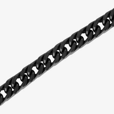 Mens Stainless Steel 8 3/4 Inch Solid Curb Chain Bracelet