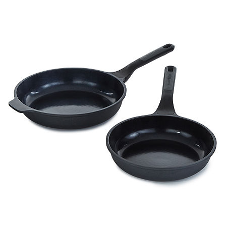 BergHOFF Leo Stone+ Ceramic Non-Stick 2-pc. Fry Pan Set, One Size, Black