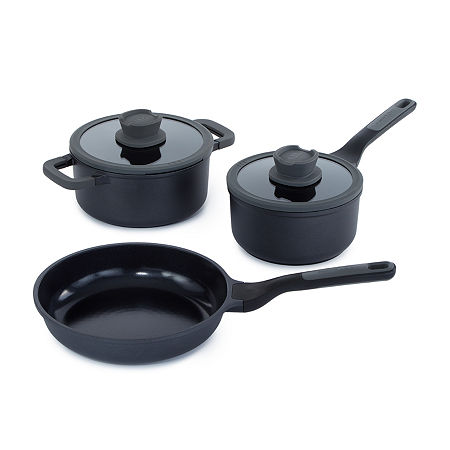 BergHOFF Leo Stone+ Ceramic Non-Stick 5-pc. Cookware Set, One Size, Black