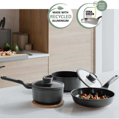 BergHOFF Leo Stone+ Ceramic Non-Stick 5-pc. Cookware Set, Color