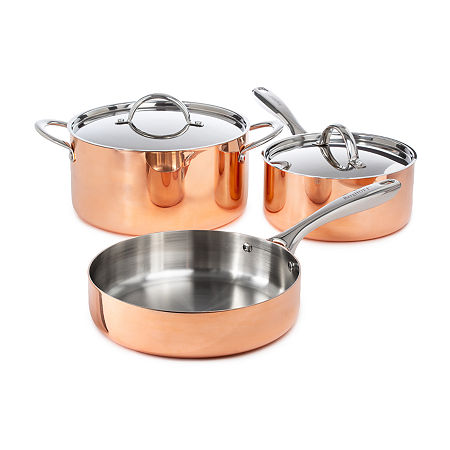 BergHOFF Vintage Tri-Ply Stainless Steel Copper Polished 5-pc. Cookware Set, One Size, Orange