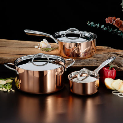 BergHOFF Vintage Tri-Ply Stainless Steel Copper Polished 6-pc. Cookware Set