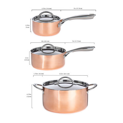 BergHOFF Vintage Tri-Ply Stainless Steel Copper Polished 6-pc. Cookware Set