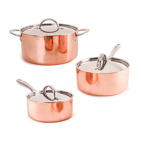 BergHOFF Vintage Tri-Ply Stainless Steel Copper Polished 6-pc. Cookware Set, One Size, Orange