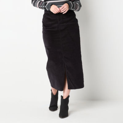 Liz Claiborne Womens Mid Rise Midi Corduroy A-Line Skirt