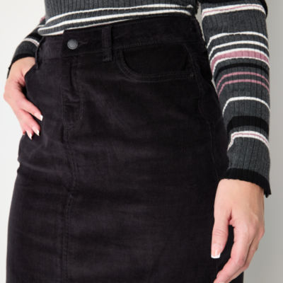Liz Claiborne Womens Mid Rise Midi Corduroy A-Line Skirt