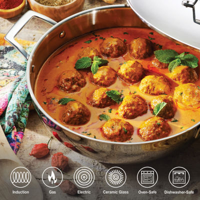 Tramontina Utsava Stainless Steel 6.25-qt. Kadai with Lid