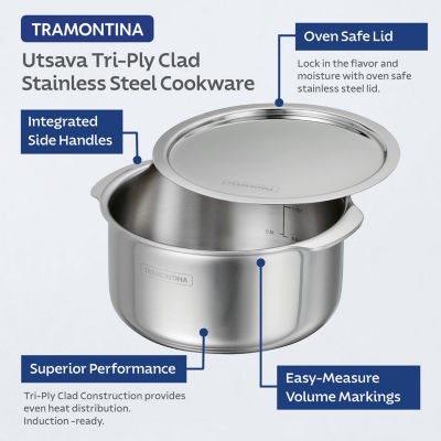 Tramontina Utsava Stainless Steel 2.4-qt. Tope with Lid