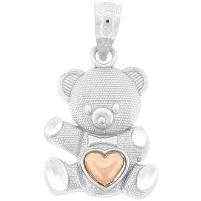 Sterling Silver Two-Tone Teddy Bear Pendant