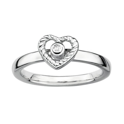 Personally Stackable Diamond-Accent Heart Stackable Ring