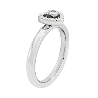 Personally Stackable Diamond-Accent Heart Stackable Ring