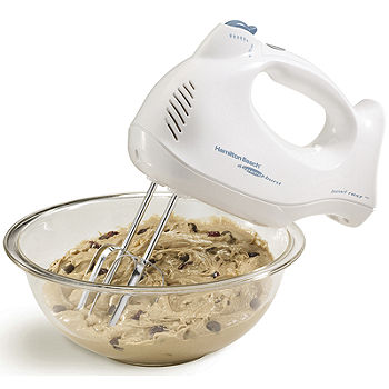 Hamilton Beach 6-Speed Electric Hand Mixer with Whisk, Traditional Beaters,  Snap-On Storage Case, White