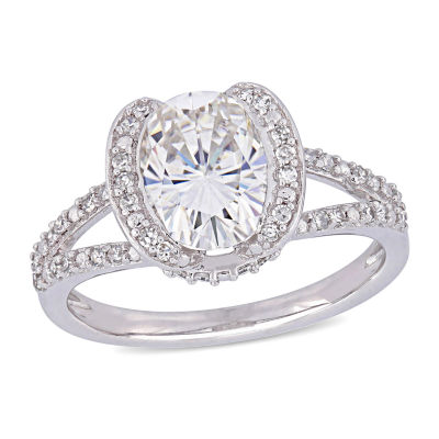 Womens 1/4 CT. T.W. White Moissanite 14K White Gold Engagement Ring