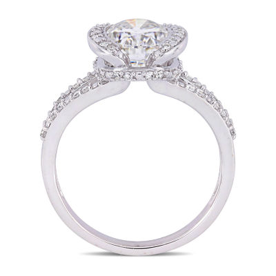 Womens 1/4 CT. T.W. White Moissanite 14K White Gold Engagement Ring