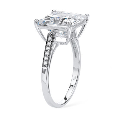 DiamonArt® Womens 3 1/4 CT. T.W. White Cubic Zirconia 10K White Gold Engagement Ring