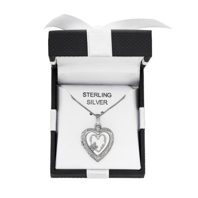 Womens White Sterling Silver Heart Locket Necklace JCPenney