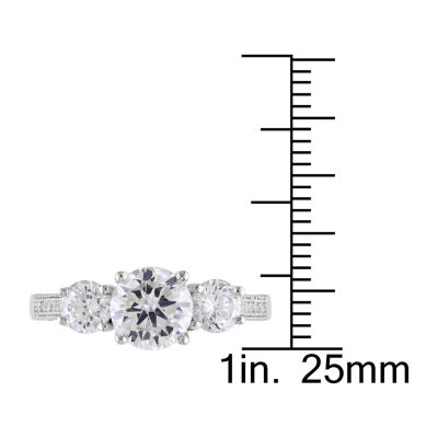 Womens 3 CT. T.W. White Cubic Zirconia Sterling Silver 3-Stone Engagement Ring