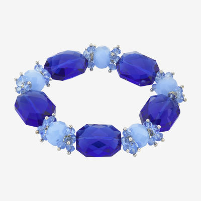 1928 Silver Tone Stretch Bracelet, Color Blue JCPenney