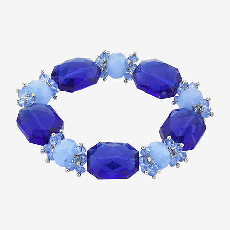 1928 Silver Tone Stretch Bracelet, One Size, Blue