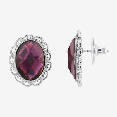 1928 Silver Tone 1 Inch Stud Earrings