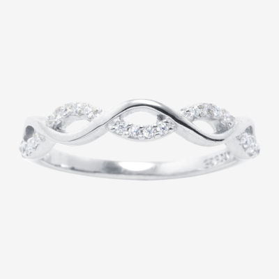 Silver Treasures Womens Cubic Zirconia Sterling Silver Band