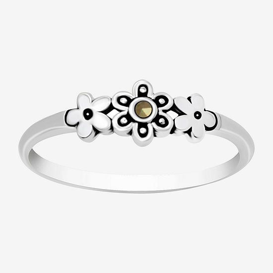 Itsy Bitsy Marcasite Sterling Silver Flower Band