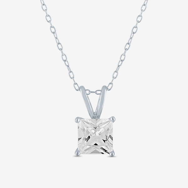 LIMITED TIME SPECIAL! Womens Lab Created White Sapphire Sterling Silver Pendant Necklace