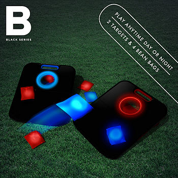 Sporting Events BLACK SERIES Light Up Bean Bag Toss Cornhole Game Multi-Player Set Night Lights Great for Playing Outdoors Game Nights 