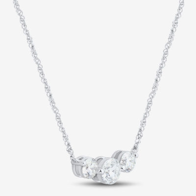 (Si1-Si2/ H-I) Womens 1 CT. T.W. Lab Grown White Diamond 10K White Gold Round 18 Inch Pendant Necklace
