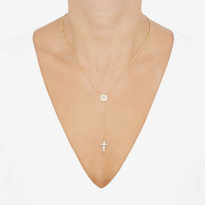 (Si1-Si2/ H-I) Womens White Diamond 14K Gold Over Silver 18 Inch Y Necklace