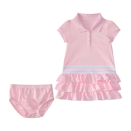 adidas Baby Girls 2-pc. Short Sleeve A-Line Dress, 6 Months, Pink