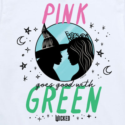 Pink Green Big Kid Girls Crew Neck Short Sleeve Wicked T-Shirt