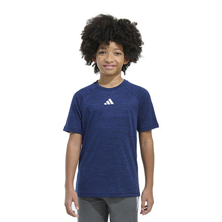 adidas Big Boys Crew Neck Short Sleeve Graphic T-Shirt, Small (8), Blue