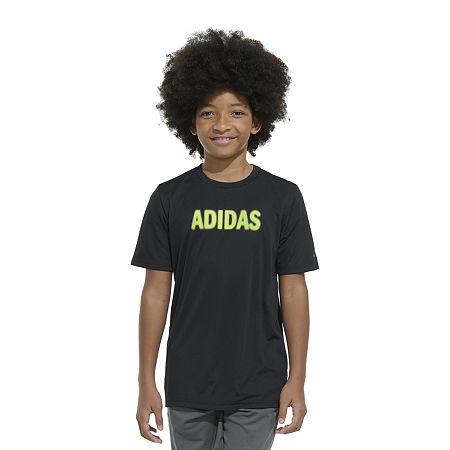 adidas Big Boys Crew Neck Short Sleeve Graphic T-Shirt, Large (14-16), Black