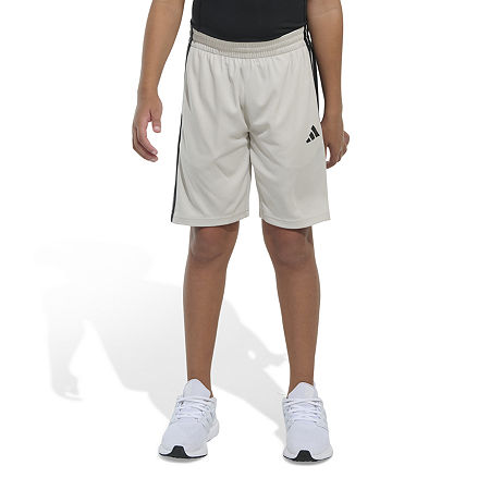adidas Big Kid Boys Mid Rise Pull-On Short, Small (8), Beige