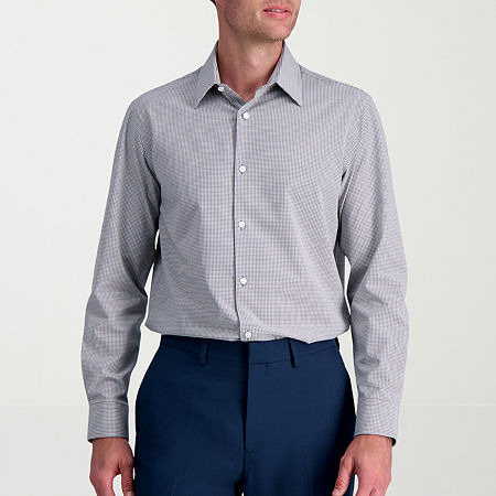 Haggar Mens Regular Fit Easy Care Long Sleeve Dress Shirt, 15-15.5 32-33, Gray