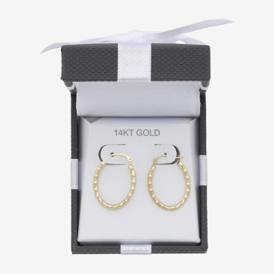 Womens 14K Gold 18mm Oval Hoop Earrings