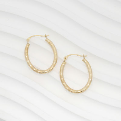 Womens 14K Gold 18mm Oval Hoop Earrings