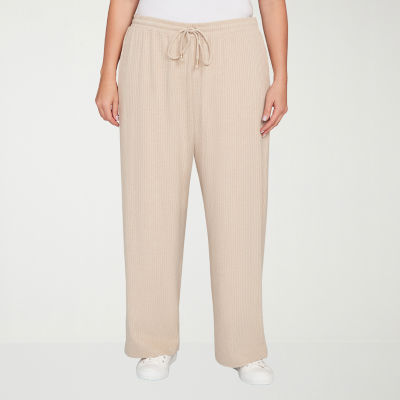 Hearts Of Palm Womens Plus Straight Mid Rise Drawstring Pant
