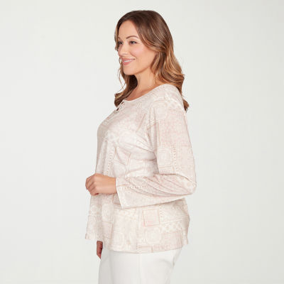 Hearts Of Palm Womens Plus Keyhole Neck Long Sleeve T-Shirt