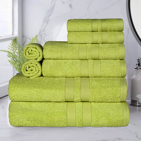 Superior Ultra Collection | 100% Cotton 8-pc. Quick Dry Solid Bath Towel Set In Green