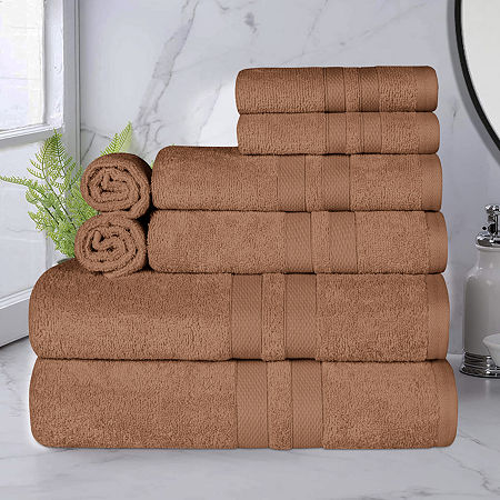 Superior Ultra Collection | 100% Cotton 8-pc. Quick Dry Solid Bath Towel Set In Brown