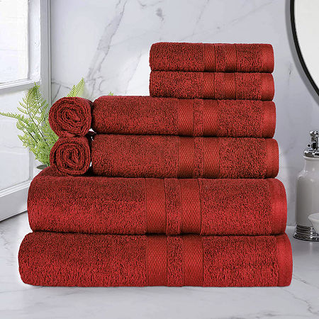 Superior Ultra Collection | 100% Cotton 8-pc. Quick Dry Solid Bath Towel Set In Red