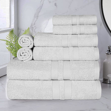 Superior Ultra Collection | 100% Cotton 8-pc. Quick Dry Solid Bath Towel Set In Silver